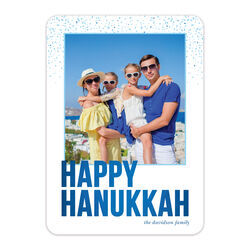 Blue Confetti Happy Hanukkah Flat Photo Cards